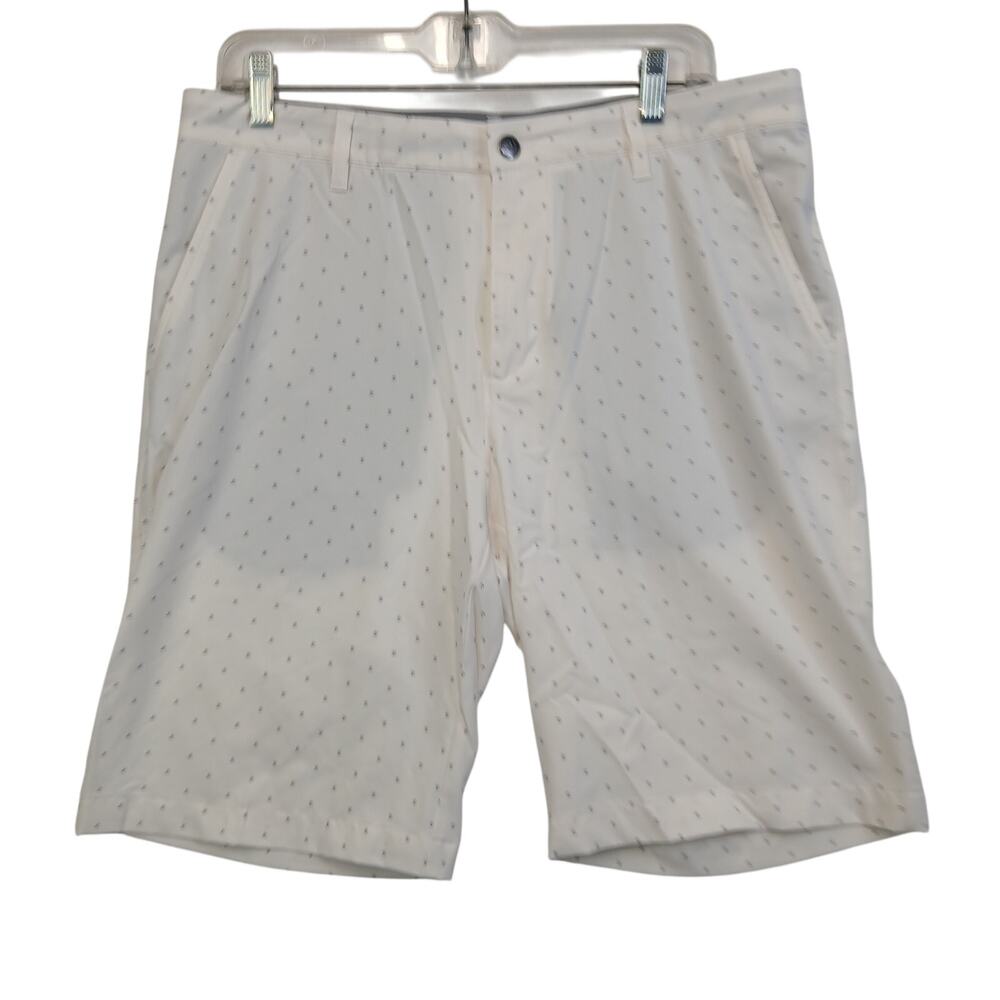 Adidas Mens 32 White Palm Tree Print Performance Golf Shorts